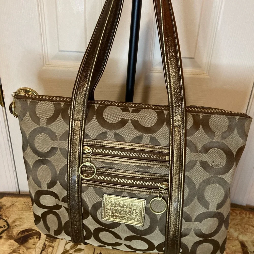 COACH POPPY tote SHOULDERBAG satchel 14.5x14